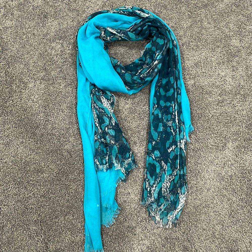 Scarf Watercolor Print and Teal